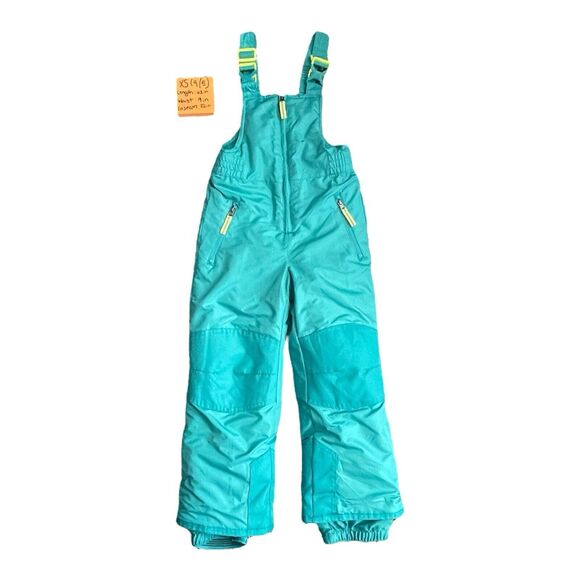 Girls XS 4-5 Teal Snow Pants Bibs Overalls Winter Green Snow Slop Heavyweight - Picture 1 of 10